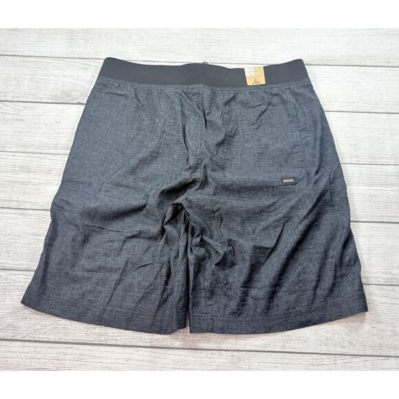 Prana Vaha Shorts Mens Gray Black Hemp Blend 10" Inseam Stretch Yoga Walk Size L - Picture 8 of 8